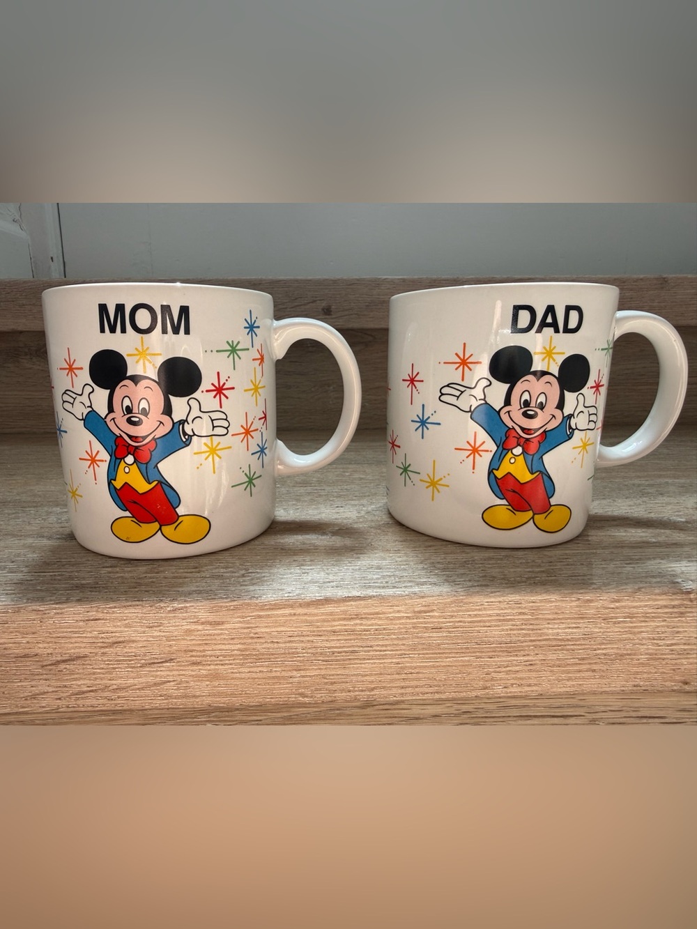 Vintage 1980s Disney World Mom and Dad mug set